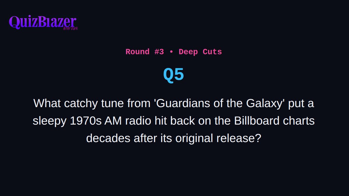 A trivia question on screen